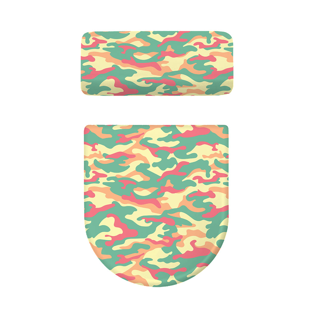Pastel Camouflage Print Toilet Lid And Tank Cover Set