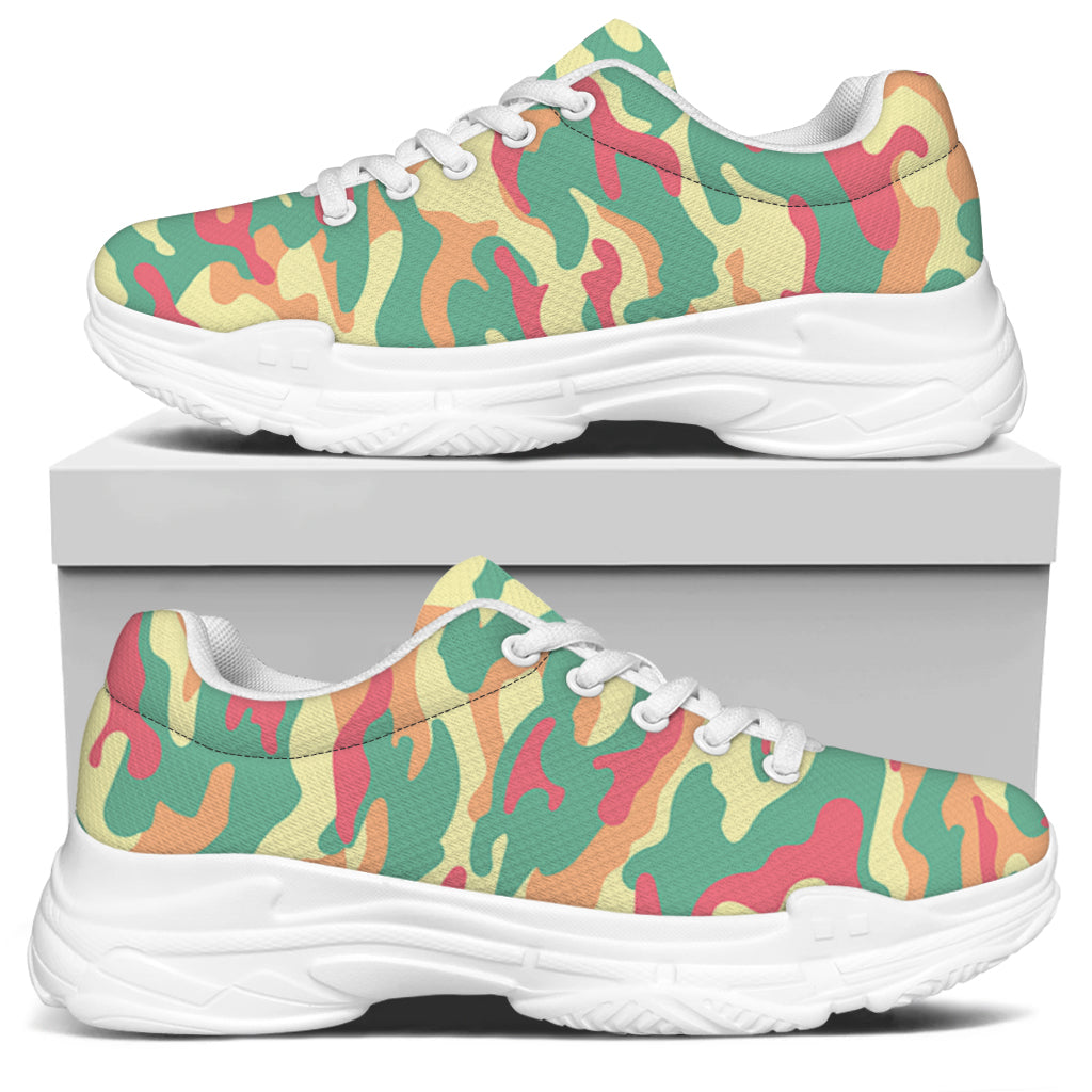 Pastel Camouflage Print White Chunky Shoes