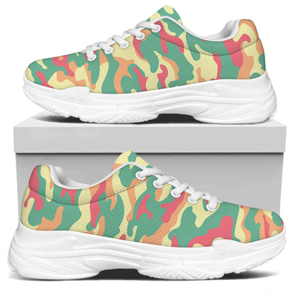 Pastel Camouflage Print White Chunky Shoes