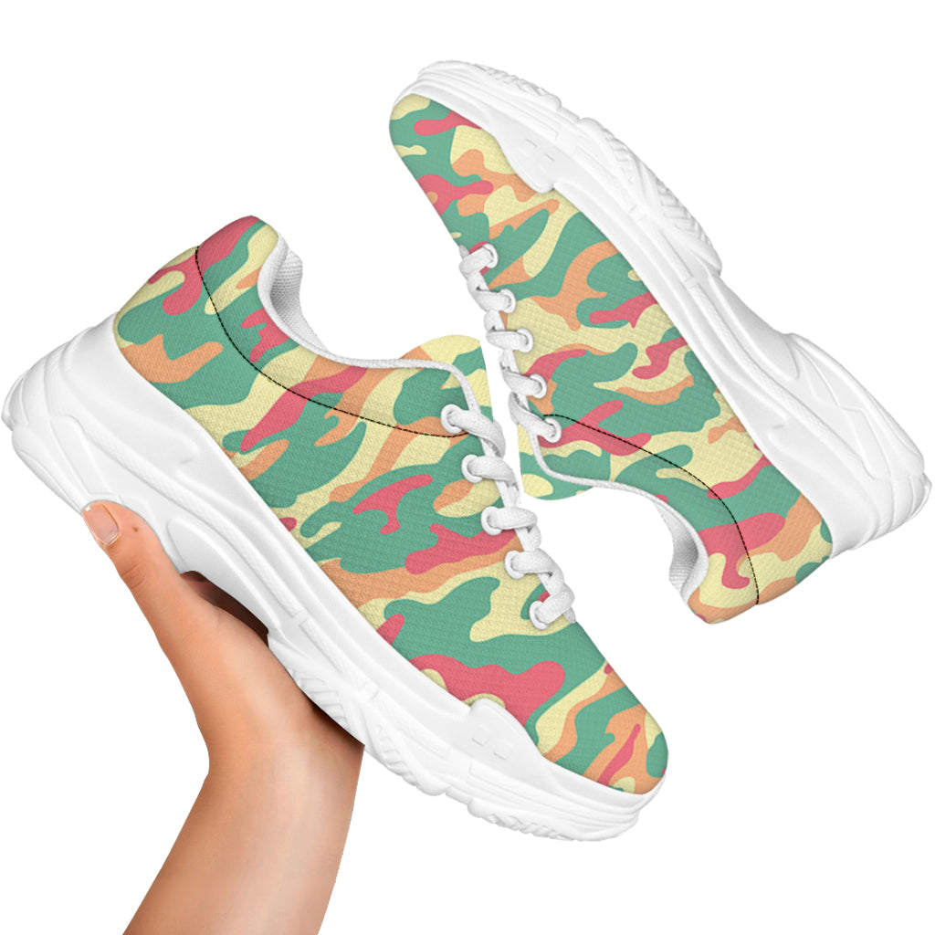 Pastel Camouflage Print White Chunky Shoes