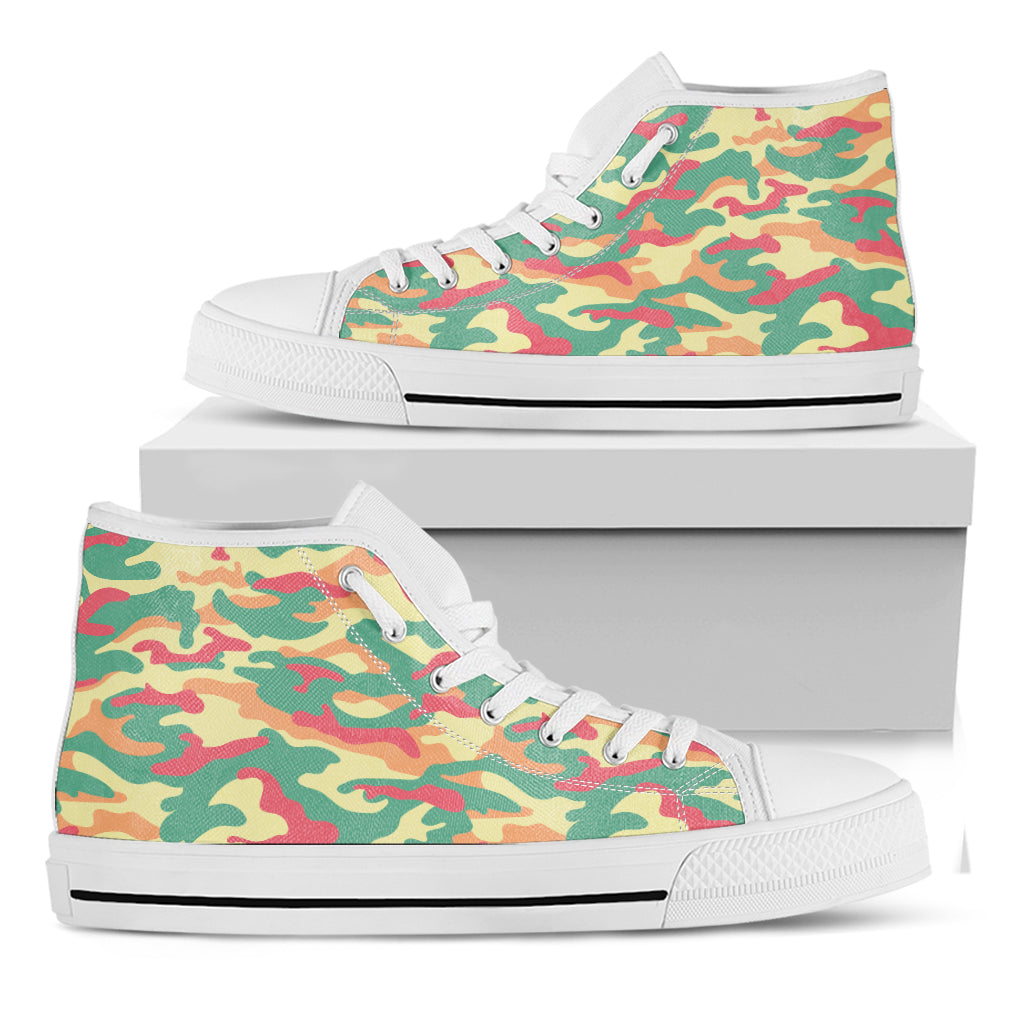 Pastel Camouflage Print White High Top Sneakers