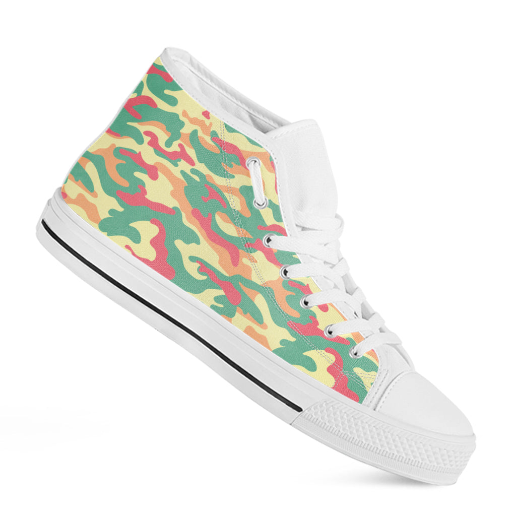 Pastel Camouflage Print White High Top Sneakers