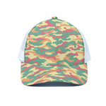 Pastel Camouflage Print White Mesh Trucker Cap