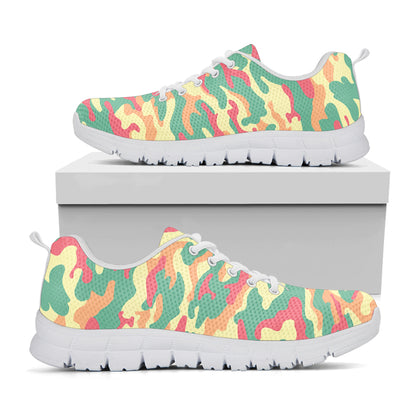 Pastel Camouflage Print White Running Shoes
