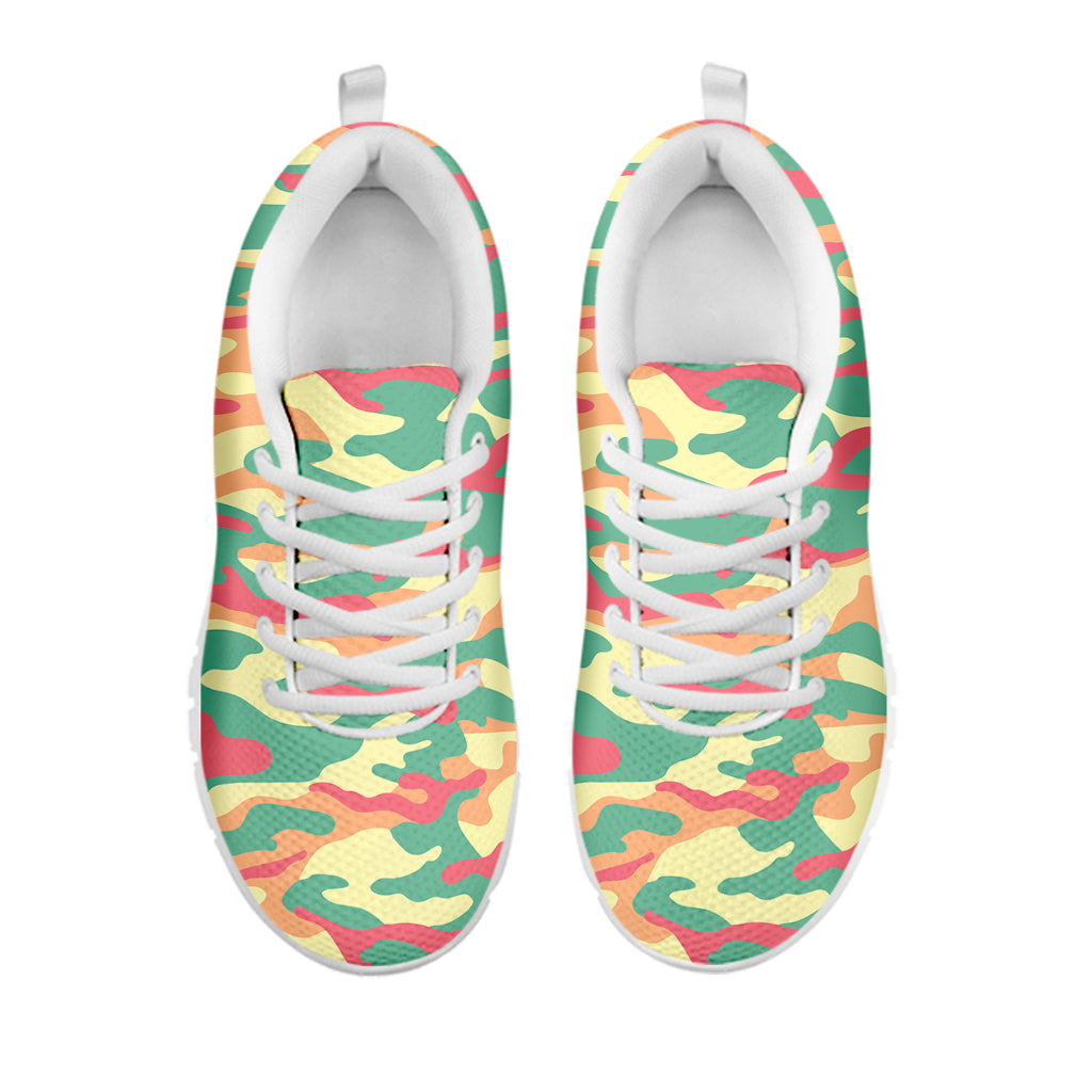Pastel Camouflage Print White Running Shoes