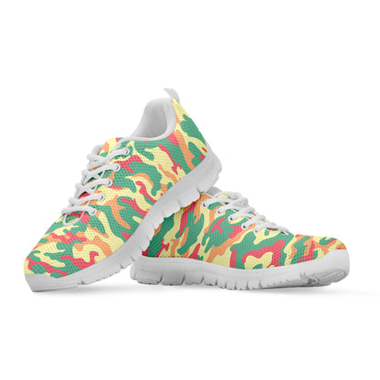 Pastel Camouflage Print White Running Shoes