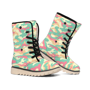 Pastel Camouflage Print Winter Boots