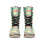 Pastel Camouflage Print Winter Boots