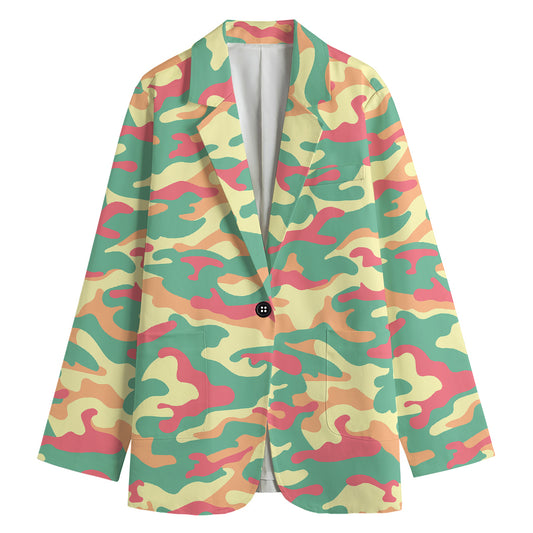 Pastel Camouflage Print Women's Blazer