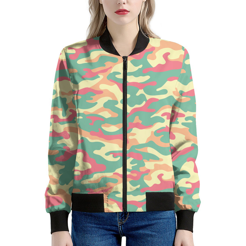 Pastel Camouflage Print Women's Bomber Jacket