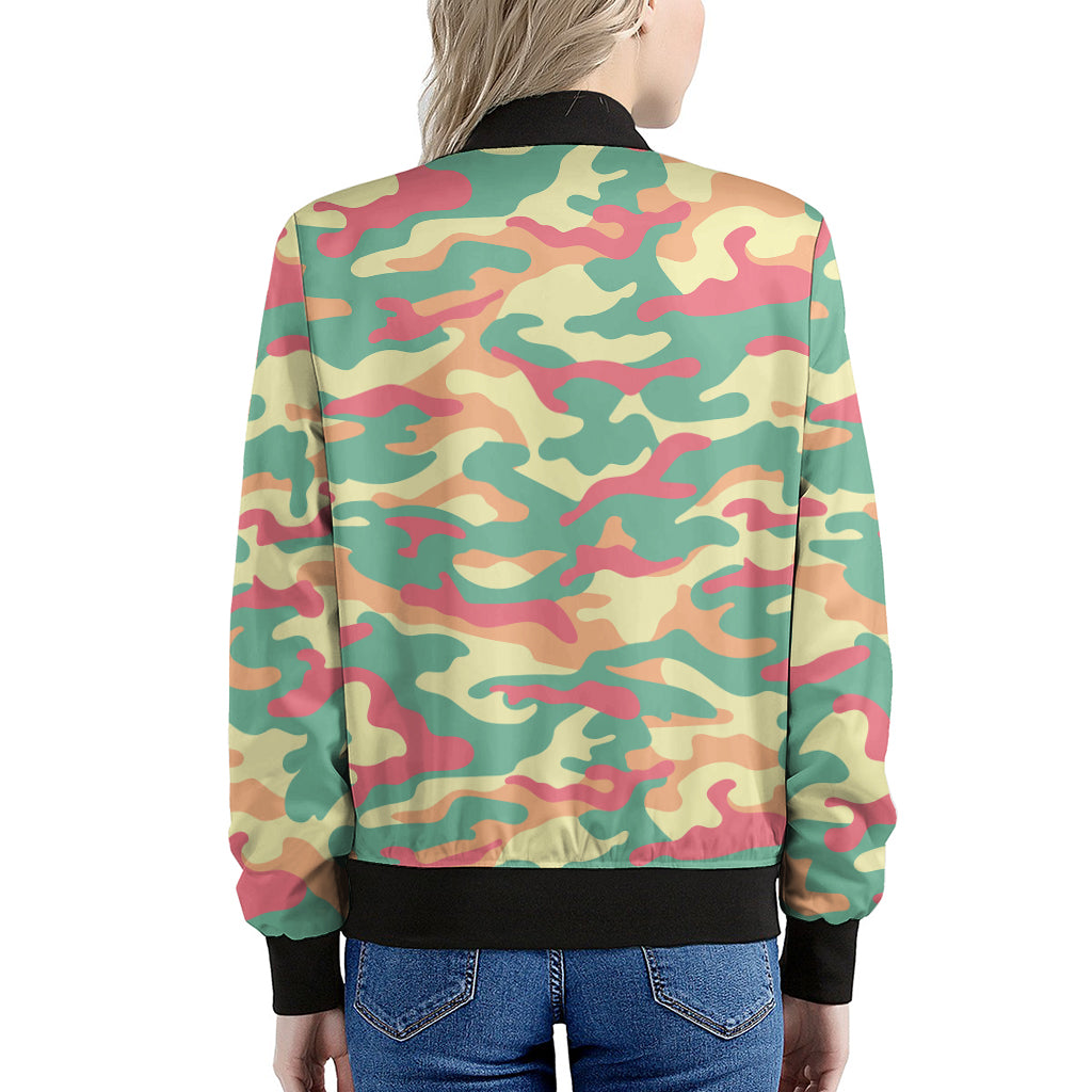 Pastel Camouflage Print Women's Bomber Jacket