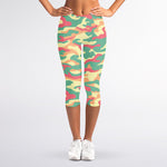 Pastel Camouflage Print Women's Capri Leggings