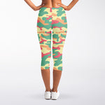 Pastel Camouflage Print Women's Capri Leggings