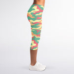 Pastel Camouflage Print Women's Capri Leggings