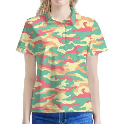 Pastel Camouflage Print Women's Polo Shirt