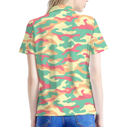 Pastel Camouflage Print Women's Polo Shirt