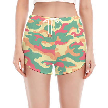 Pastel Camouflage Print Women's Split Running Shorts