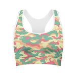 Pastel Camouflage Print Women's Sports Bra
