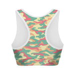 Pastel Camouflage Print Women's Sports Bra