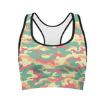 Pastel Camouflage Print Women's Sports Bra