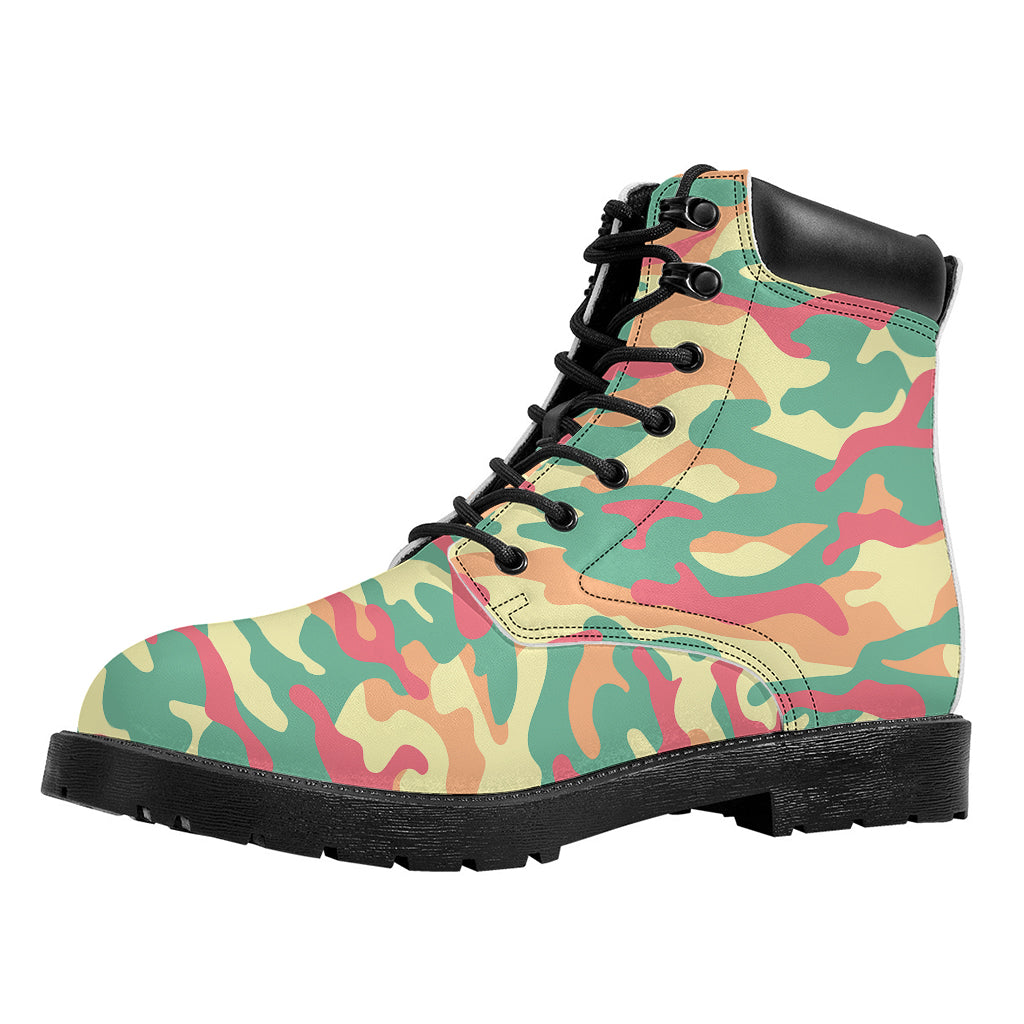 Pastel Camouflage Print Work Boots