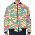 Pastel Camouflage Print Zip Sleeve Bomber Jacket