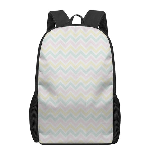 Pastel Chevron Pattern Print 17 Inch Backpack