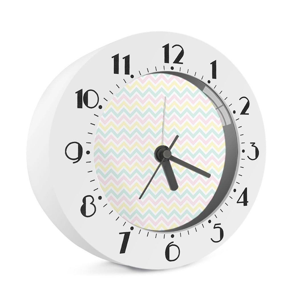 Pastel Chevron Pattern Print Alarm Clock