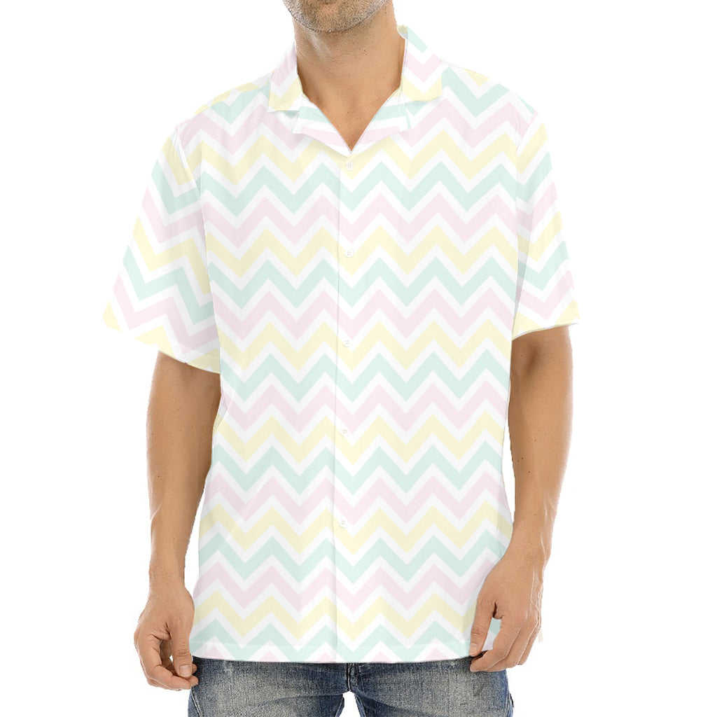 Pastel Chevron Pattern Print Aloha Shirt