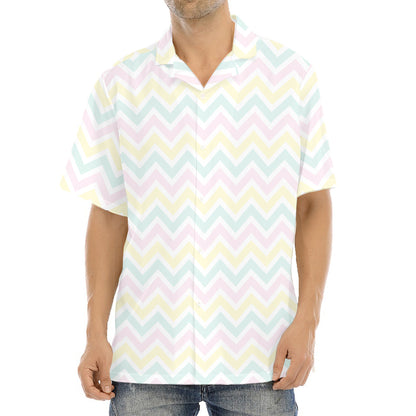 Pastel Chevron Pattern Print Aloha Shirt
