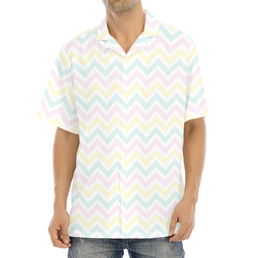 Pastel Chevron Pattern Print Aloha Shirt