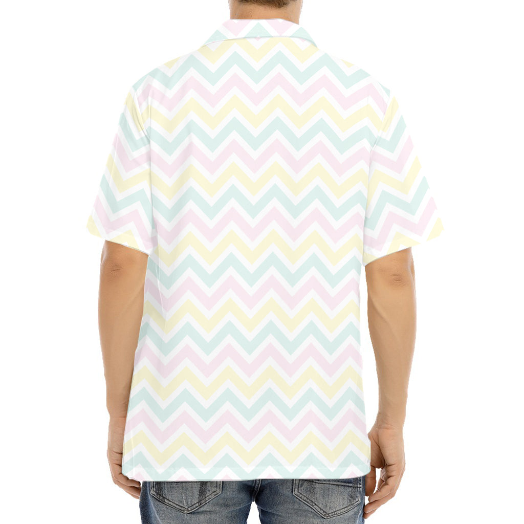 Pastel Chevron Pattern Print Aloha Shirt