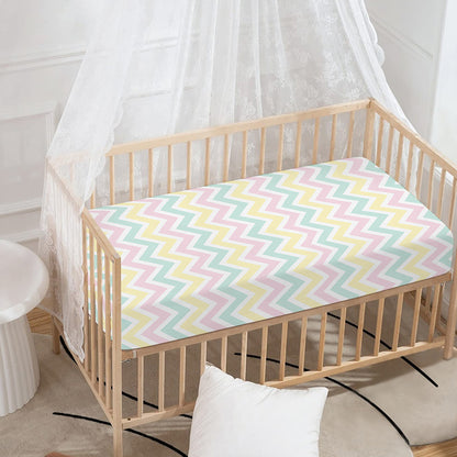 Pastel Chevron Pattern Print Baby Crib Sheet