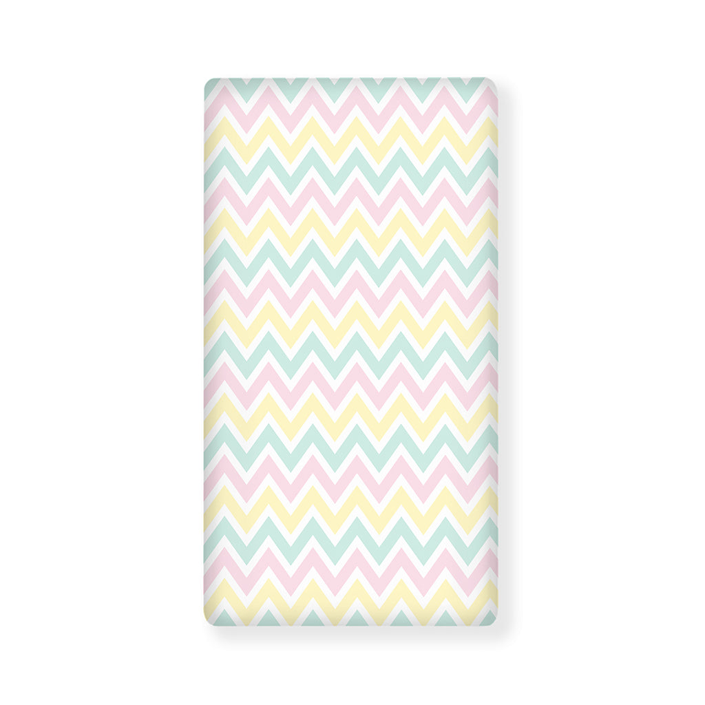 Pastel Chevron Pattern Print Baby Crib Sheet