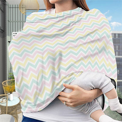 Pastel Chevron Pattern Print Baby Seat Cover