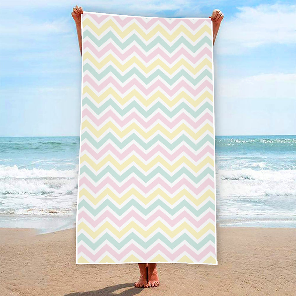 Pastel Chevron Pattern Print Beach Towel