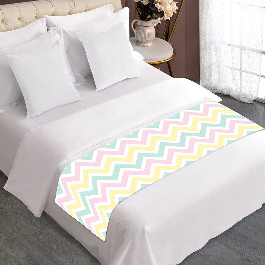 Pastel Chevron Pattern Print Bed Runner