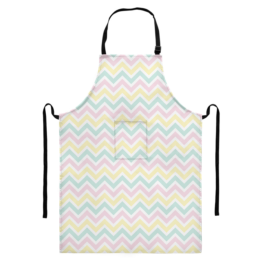 Pastel Chevron Pattern Print Bib Apron With Pocket