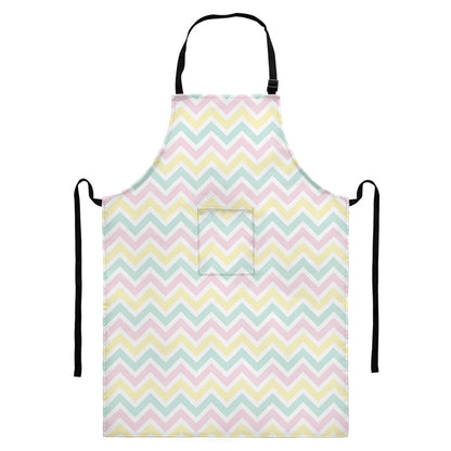 Pastel Chevron Pattern Print Bib Apron With Pocket