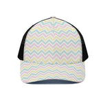 Pastel Chevron Pattern Print Black Mesh Trucker Cap