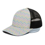 Pastel Chevron Pattern Print Black Mesh Trucker Cap