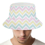 Pastel Chevron Pattern Print Bucket Hat