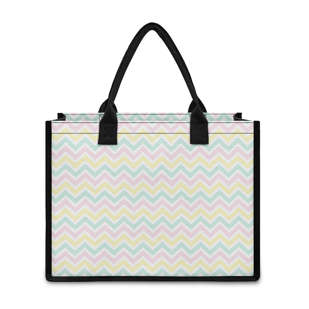 Pastel Chevron Pattern Print Canvas Tote Bag