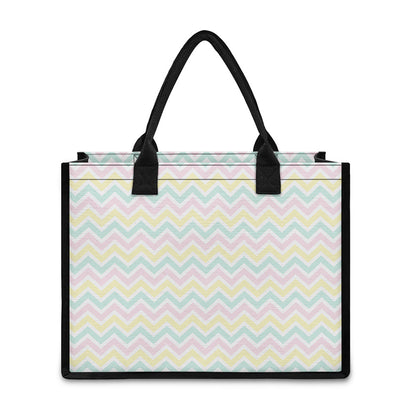 Pastel Chevron Pattern Print Canvas Tote Bag