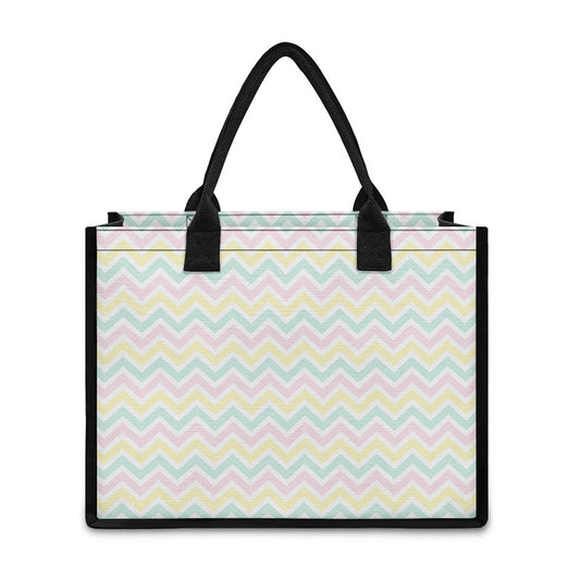 Pastel Chevron Pattern Print Canvas Tote Bag
