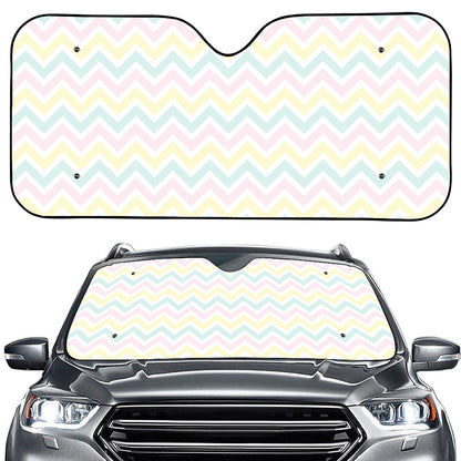 Pastel Chevron Pattern Print Car Windshield Sun Shade