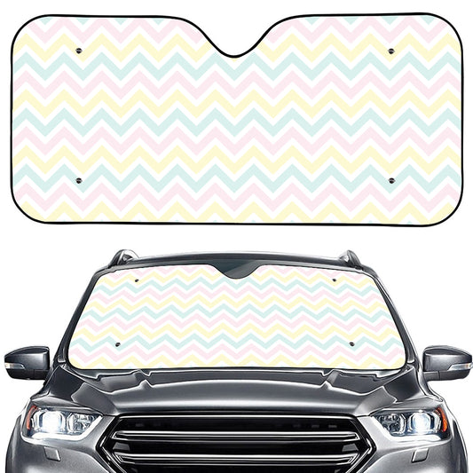 Pastel Chevron Pattern Print Car Windshield Sun Shade