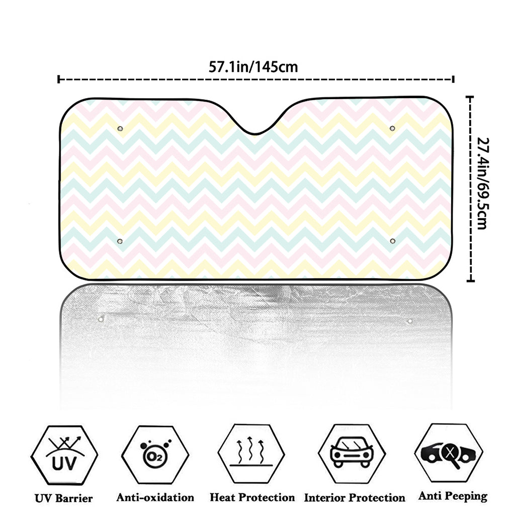 Pastel Chevron Pattern Print Car Windshield Sun Shade
