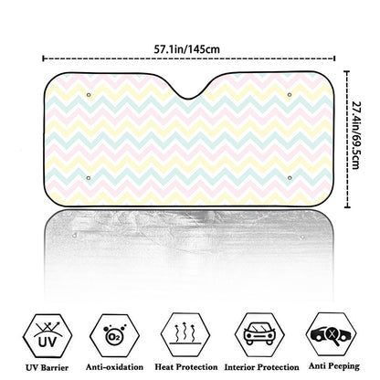 Pastel Chevron Pattern Print Car Windshield Sun Shade