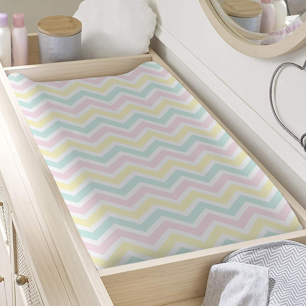 Pastel Chevron Pattern Print Changing Pad Cover